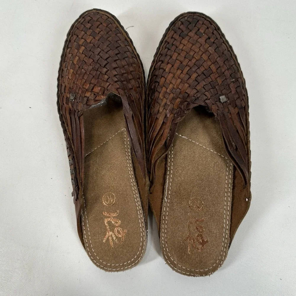 Desi Hangover slide shoes loafers Perforated brown leather men's size 10